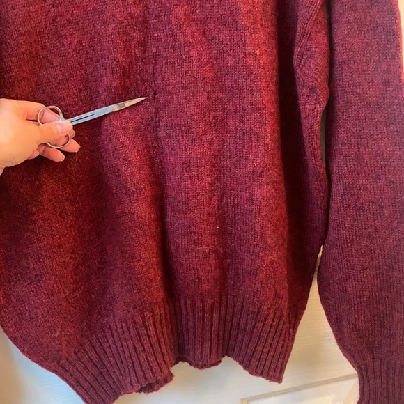 Vintage Nordic Knitted Wool argyle Crewneck Sweater Medium FLAW coastal grandma - Picture 9 of 9